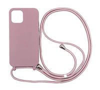 PuYu Zhe Funda para iPhone 16,Ajustable Collar Correa de Cuello Cordón Carcasa Caja Silicona TPU Bumper Caso-Rose Oro