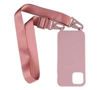 PuYu Zhe Funda para iPhone 16,Ajustable Collar Correa de Cuello Cordón Carcasa Caja Silicona TPU Bumper Caso-Rose Oro