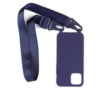 PuYu Zhe Funda para iPhone 16 Pro,Ajustable Collar Correa de Cuello Cordón Carcasa Caja Silicona TPU Bumper Caso-Azul Oscuro