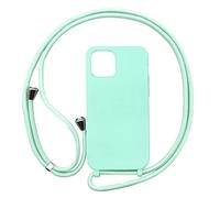 PuYu Zhe Funda para iPhone 6/7/8,Ajustable Collar Correa de Cuello Cordón Carcasa Caja Silicona TPU Bumper Caso-Menta Verde