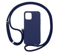 PuYu Zhe Funda para iPhone6Plus/7Plus/8Plus,Ajustable Collar Correa de Cuello Cordón Carcasa Caja Silicona TPU Bumper Caso-Azul Oscuro