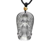 PUYUNA 1 collar de Buda cristal blanco, colgante amuleto estatua Guanyin ocho brazos, unisex