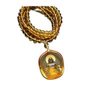 PUYUNA 1 collar de cristal Buda Maitreya, colgante estatua sonriente con cadena 108 cuentas, unisex