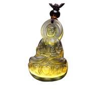 PUYUNA 1 collar de cristal con estatua Buda la Medicina, colgante amuleto farmacéutico amarillo, unisex