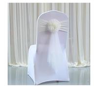 PUYUNA 10 Uds decoración de Boda Elegantes Bandas for sillas Cola Larga for Banquete Hotel Flores traseras elásticas con Pajarita Fiesta cumpleaños(Beige)