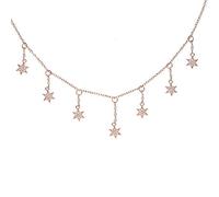 PUYUNA 100% Plata de Ley 925 pavé Aaa Cubic Zirconia delicado collar estrella encanto borla gargantilla llamativo(3)