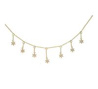 PUYUNA 100% Plata de Ley 925 pavé Aaa Cubic Zirconia delicado collar estrella encanto borla gargantilla llamativo(1)