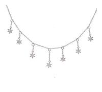 PUYUNA 100% Plata de Ley 925 pavé Aaa Cubic Zirconia delicado collar estrella encanto borla gargantilla llamativo(2)