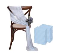 PUYUNA 24 Uds 17x275cm Bandas for sillas de Gasa Verde Salvia 12 Juegos Fundas Boda Cinta decoración for Pasillo Fiesta for cumpleaños Compromiso(Sky Blue)