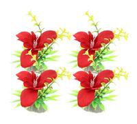 PUYUNA 4 Piezas de Flores Artificiales Orquídea Roja Decoraciones Platos Sushi Restaurante Japonés Adornos for Servir for Mesa y Presentación Alimentos