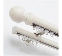 PUYUNA Aluminum Heavy-Duty Silent Rail, Roman Rod/Curtain,Decorative Round Finials for Bedroom/Living Room/Window/Hotel(White,140cm/4.59ft)