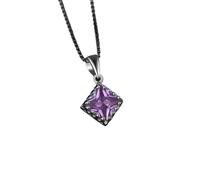 PUYUNA Colgante cuadrado de plata ley 925 con zafiros Alejandrita for mujer, collar piedras preciosas, sin cadena