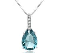 PUYUNA Colgante de Topacio Azul Natural, Plata Ley 925, quilates, 45cm, collar, colgante boda for mujer