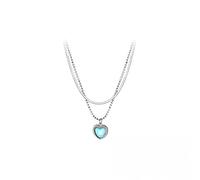 PUYUNA Collar con colgante de corazón piedra lunar y borlas plata ley 925 for mujer, joyería boda, Gargantilla