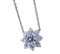 PUYUNA Collar con colgante de flores boda piedras preciosas moissanita 8 MM Plata Ley 925 for mujer, joyería fina, regalo