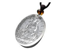 PUYUNA Collar con estatua de Buda Bodhisattva Ksitigarbha, collar cristal colores Tang, adornos for ofrenda, 1 pieza(Clear)