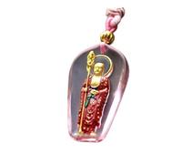 PUYUNA Collar con estatua de Buda Bodhisattva Ksitigarbha, cristal rosa color Tang, 1 unidad