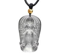 PUYUNA Collar con estatua de Buda Guanyin ocho brazos, colgante cristal del Bodhisattva cuerda hecha a mano, unisex
