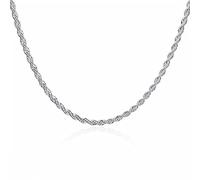 PUYUNA Collar de cadena cuerda trenzada plata ley 925 16/18/20/22/24 pulgadas y 4mm for mujer hombre, joyería boda(22inch)