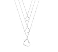 PUYUNA Collares y colgantes de tres corazones plata ley 925, collar cadena pura, joyería