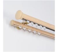 PUYUNA Double Curtain Rods for Windows, Aluminum Heavy-Duty Silent Rail, Sliding System with Rollers(Light Brown,1.3m/4.27ft)