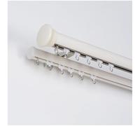PUYUNA Double Curtain Rods for Windows, Roman Rod for, Aluminum Heavy-Duty Silent Rail, Sliding System with Rollers(White 2)