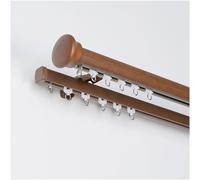 PUYUNA Double Curtain Rods for Windows, Roman Rod for, Aluminum Heavy-Duty Silent Rail, Sliding System with Rollers(Dark Brown)