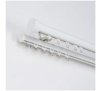 PUYUNA Double Curtain Rods for Windows, Roman Rod for, Aluminum Heavy-Duty Silent Rail, Sliding System with Rollers(White)