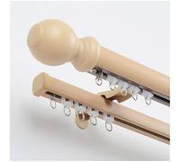 PUYUNA Double Wall Mounted, Aluminum Heavy-Duty Silent Rail, Roman Rod/Curtain, Bedroom/Living Room/Window/Hotel(Light Brown,155cm/5.09ft)