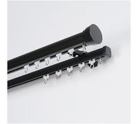 PUYUNA Double Wall Mounted Curtain Track,Aluminum Heavy-Duty Silent Rail, Sliding for Room Divider Living Bedroom Room(Black,1.55m/5.09ft)