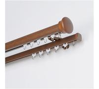 PUYUNA Double Wall Mounted Curtain Track, Rod, Aluminum Heavy-Duty Silent Rail, Sliding for Room Divider Living Bedroom(Dark Brown)