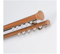 PUYUNA Double Wall Mounted Curtain Track, Rod, Aluminum Heavy-Duty Silent Rail, Sliding for Room Divider Living Bedroom(Brown)