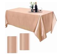 PUYUNA Mantel de satén Rectangular for Boda, Mantel Grande, Cubierta Mesa Seda Suave Brillante, decoración for Banquete, Aniversario, Fiesta en Comedor(Champagne Pink,145x335cm)