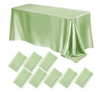 PUYUNA Mantel de satén Rectangular for Boda, Mantel Grande, Cubierta Mesa Seda Suave Brillante, decoración for Banquete, Aniversario, Fiesta en Comedor(Green,145x180cm)