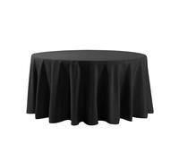 PUYUNA Mantel De Satén Redondo 60/90/120 Pulgadas, Tela Poliéster Lavable, Cubierta Mesa Decorativa for Banquete Comedor Bodas(Black,Diameter60in 152cm)