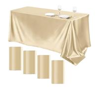 PUYUNA Mantel Grande de satén, Cubierta Mesa Color Liso Brillante y, decoración for el hogar, Banquete Boda, Fiesta Aniversario(Champagne,145x220cm)