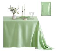 PUYUNA Mantel Rectangular de Tela, Mantel satén, Cubierta Mesa Color Liso, Blanco y Rosa Brillante, Suministros for Fiesta Boda, Decoraciones(Green2)
