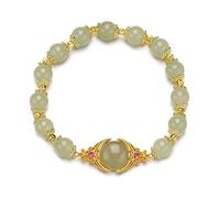 PUYUNA Pulsera de Jade, Pulsera de Jade hetiano, versátil, con Personalidad de Cuerda Manual, Simple, Retro, Nacional