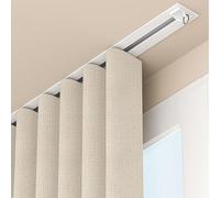 PUYUNA Recessed Invisible Curtain Track, Ceiling Rail Set, Ultra-Thin Pre-Built Mount Room Divider Rod(White,18ft/549cm)