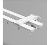 PUYUNA Retractable Ceiling Curtain Track,Wall-Mounted Rod/Curtain Rails, White, For Living Room/Bedroom/Shower/Room Divider(Dual,130-240cm/4.27-7.87ft)