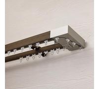 PUYUNA Silent Curtain Track;Imitation Wood Grain Box Track Side Mounted Slider Aluminum Alloy Straight Rail Single and Double Pulley Rod(A Double Track,4.26ft/130cm)