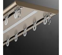 PUYUNA Silent Double Ceiling Mount, Heavy Duty Drop Curtain Rails, Sliding for Curtains, Room Divider for Bedroom Living Hospital(Gold,16.4ft/500cm)