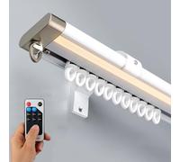 PUYUNA Single Row Curtain Tracks with Adjustable Lights, Heavy Duty Drop Rails, Aluminum Alloy Ceiling Drape Track Set(White Ceiling,5m/16.4ft)