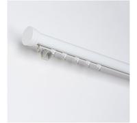 PUYUNA Wall Mount, Minimalist Decorative Curtain Rod, Single-Track Curtain Rail, Woodgrain Finish with Mute Rollers(White 2,2.3m/7.55ft)