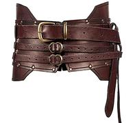PUYYDS Cinturón de Armadura de Cuero Ancho Medieval, Accesorio de Disfraz de Cintura Steampunk para Mujeres y Hombres, cinturón Antiguo de Caballero Vikingo para Cosplay de Larp