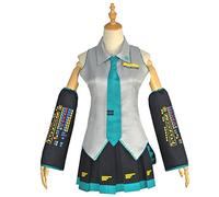 PUYYDS Disfraz de Cosplay de Anime Miku, Vestido Midi japonés, Trajes Femeninos para Halloween, Trajes de Fiesta de año Nuevo, Peluca de Talla Grande