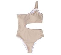 PUYYDS Novedad de Verano, Traje de baño de una Pieza de Color sólido, Traje de baño Sexy sin Cintura con Tirantes para un Hombro, Conjunto de Bikinis de Estilo ins para Mujer