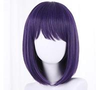 PUYYDS Peluca de Cosplay de Anime My Dress-Up Darling Marin Kitagawa, Pelo Corto Liso Morado, Accesorios de Lolita Cos, Peluca Morada de Halloween