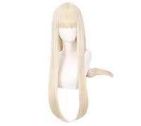 PUYYDS Pelucas de Cosplay de Anime Kakegurui Runa Yomozuki, Peluca Larga y Recta, Pelucas sintéticas Resistentes al Calor de Oro Natural con explosión ordenada para niñas