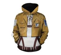 PUYYDS Popular de Primavera para Hombre, Moda de Anime Attack on Titan Series, suéter con Estampado Digital 3D para Hombre, Sudadera con Capucha y Cremallera, Ropa de cómic Cosplay